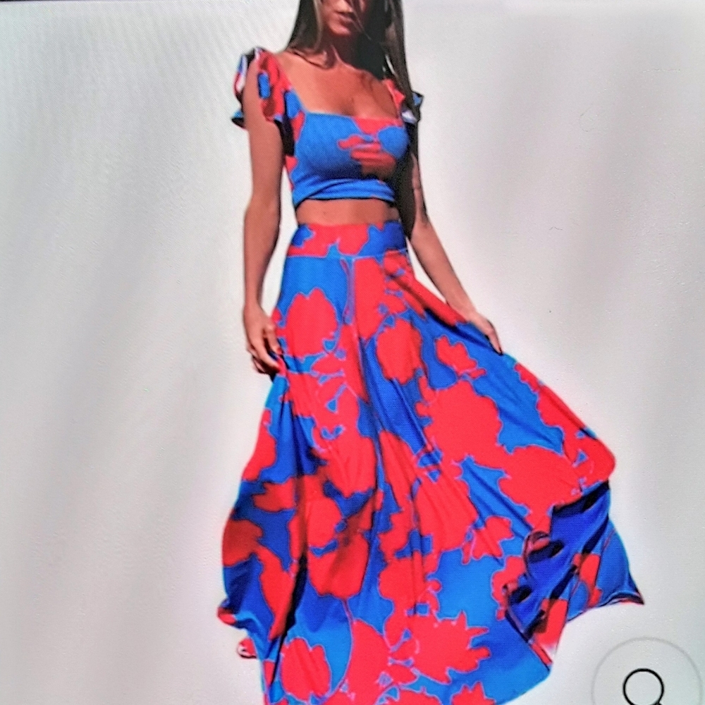 Two Piece  womens fashion printed strapless dress😀Vacation Calling!!!!🙂 - Picture 2 of 7